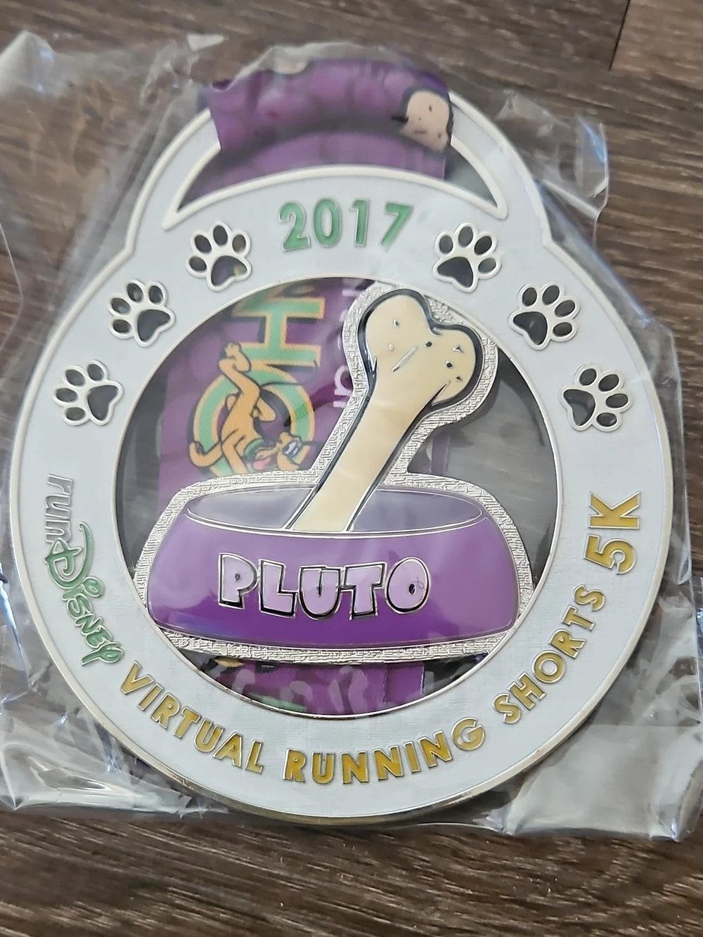 RunDisney 2017 Pluto Virtual Running Shorts Series Medals with Ribbon
